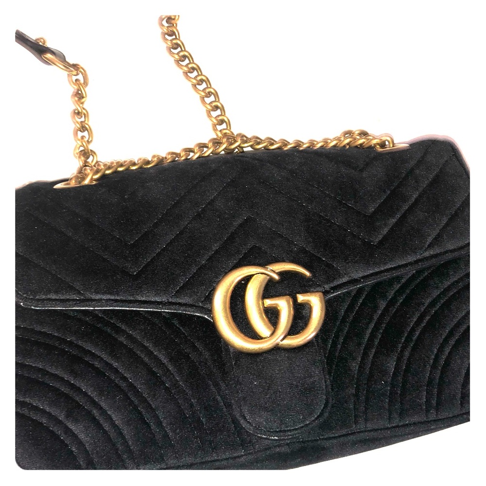 GG GUCCI BLACK VELVET PURSE